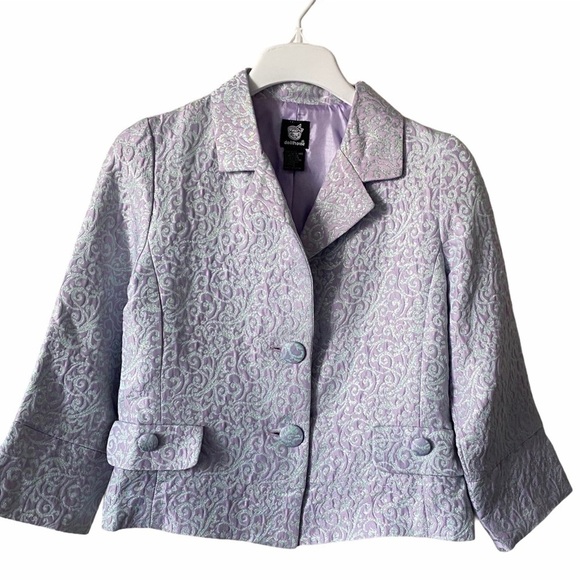 Dollhouse Satin Brocade Suit Jacket Violet Size M - Picture 2 of 8